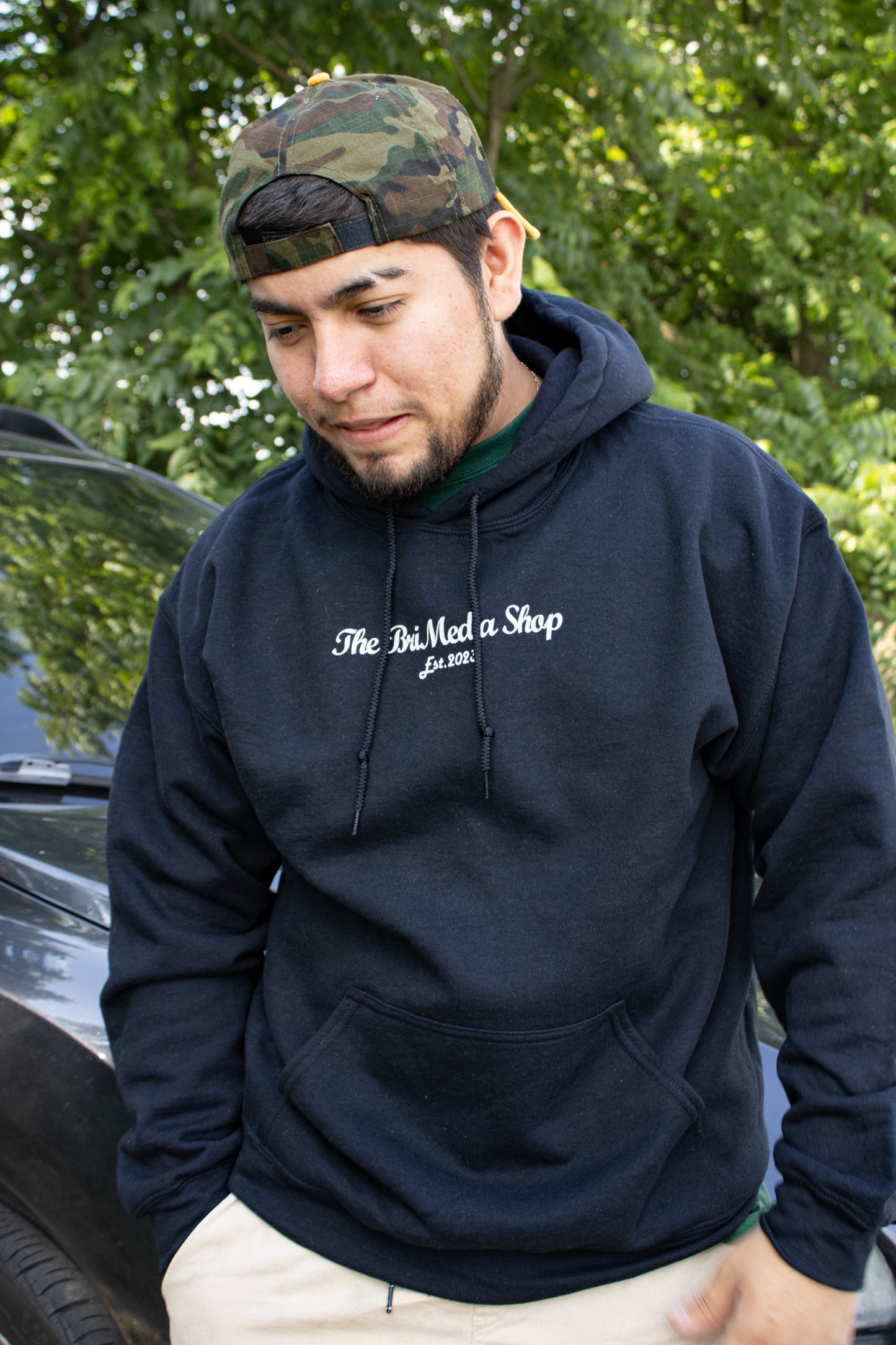 'Black' Embroidery Heavy Blend Hoodie