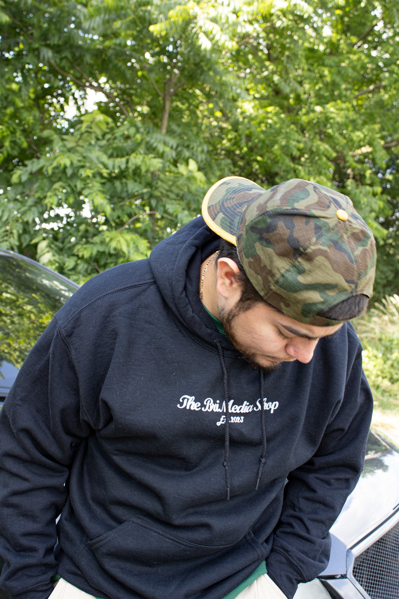 'Black' Embroidery Heavy Blend Hoodie