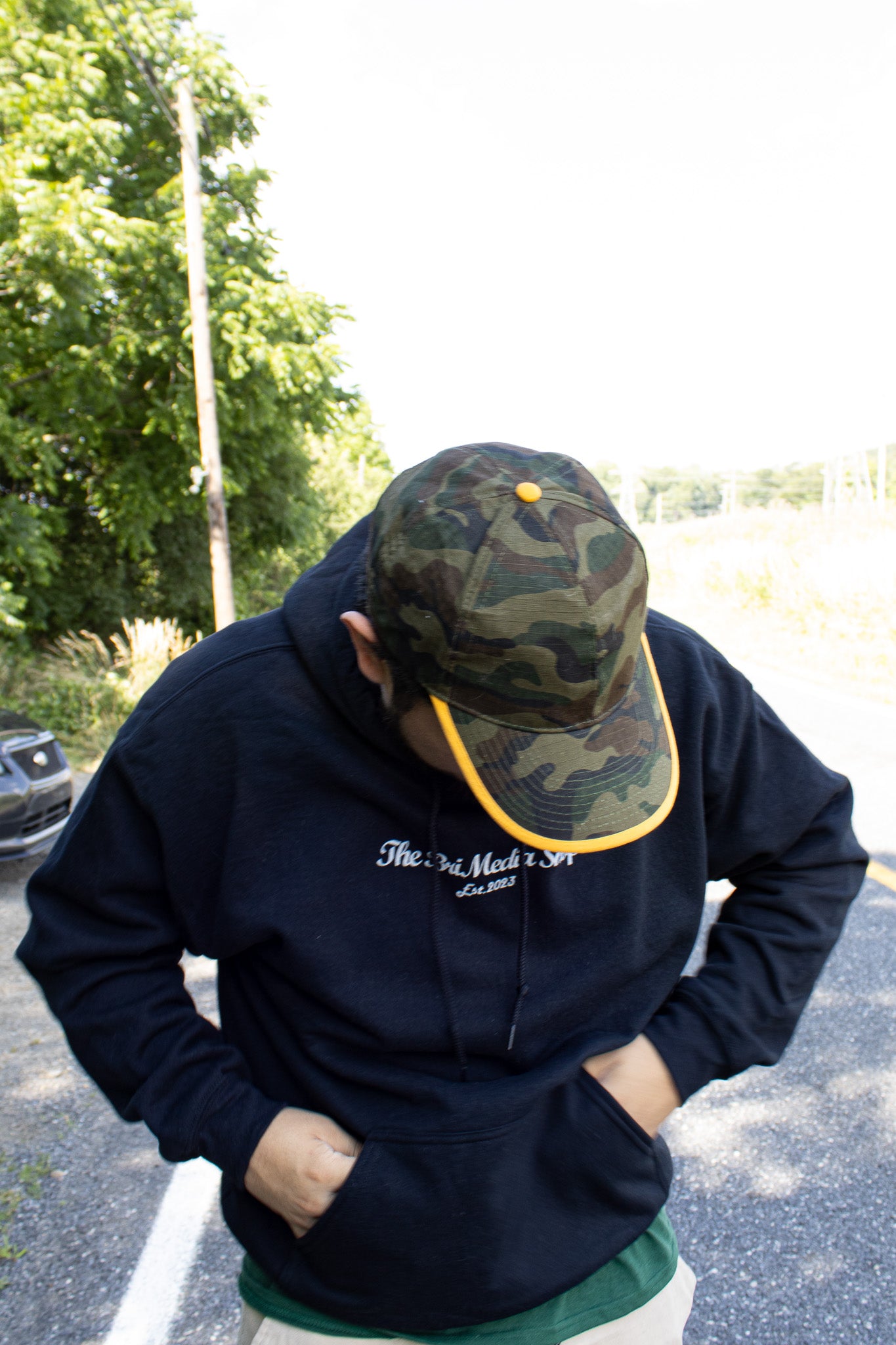 'Black' Embroidery Heavy Blend Hoodie