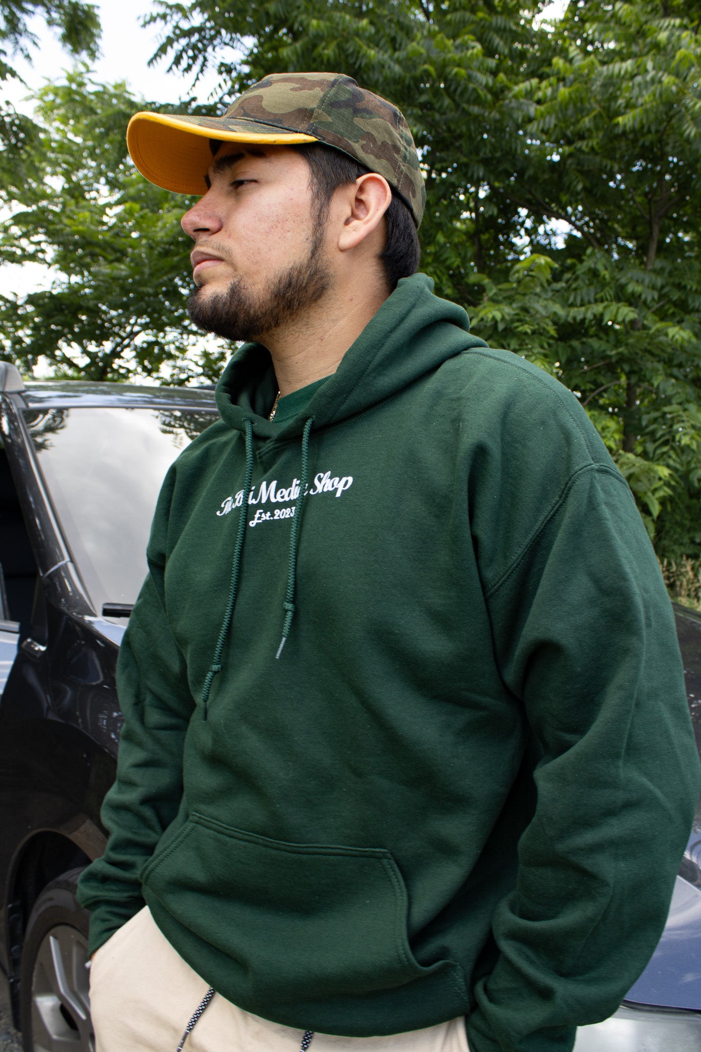 'Forest Green' Embroidery Heavy Blend Hoodie